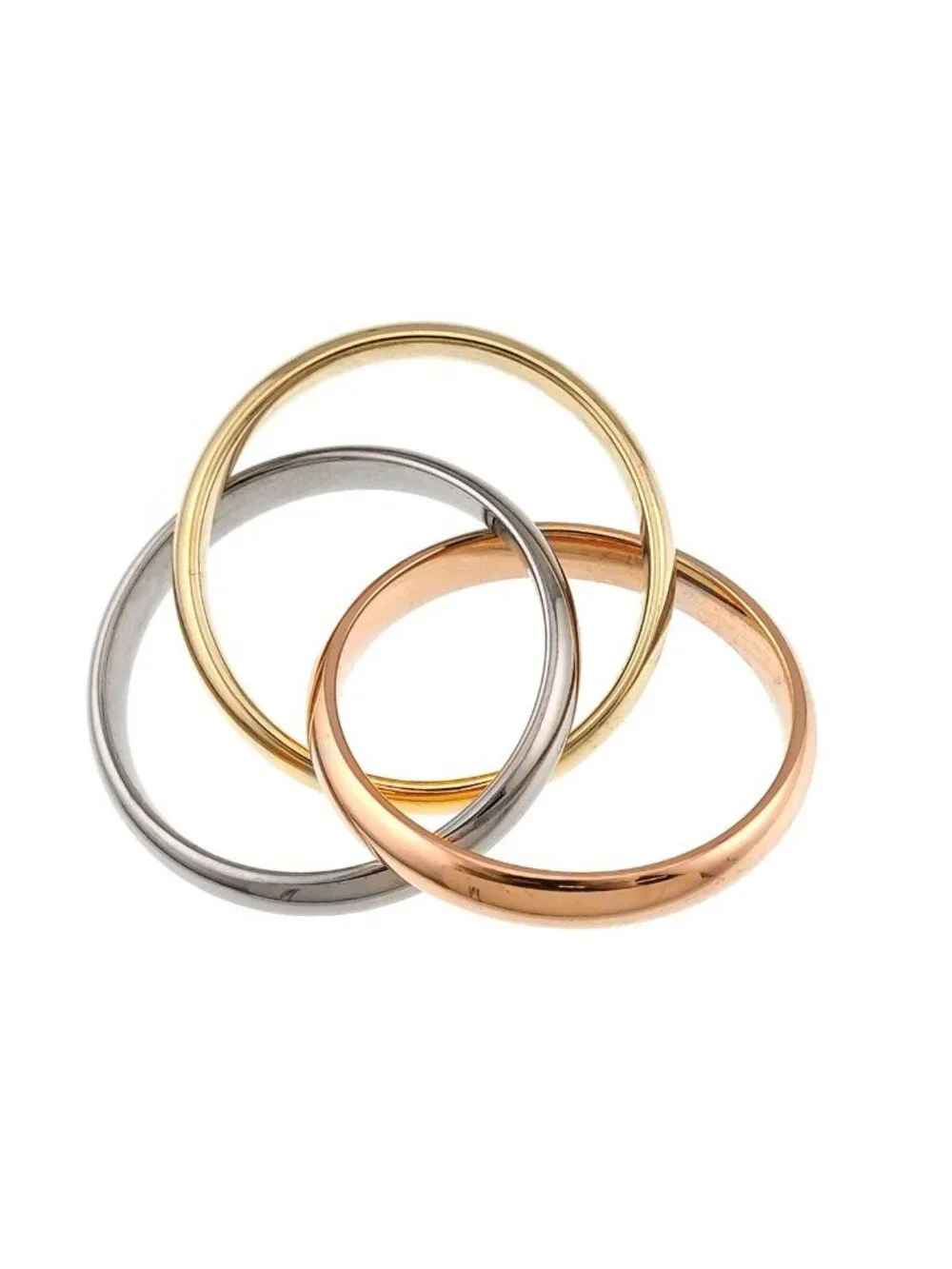 Cartier Trinity MM 52 Ring 18K YG WG PG Triple Strand